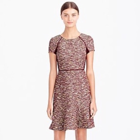 || J. CREW ||  WINE TWEED CAP SLEEVE DRESS - Picture 4 of 8